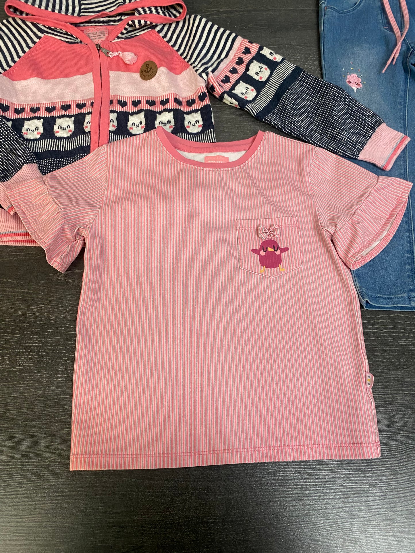 Friperie - veste - manches courtes - jeans et manches longues imparfait gratuit - 4 ans - souris mini