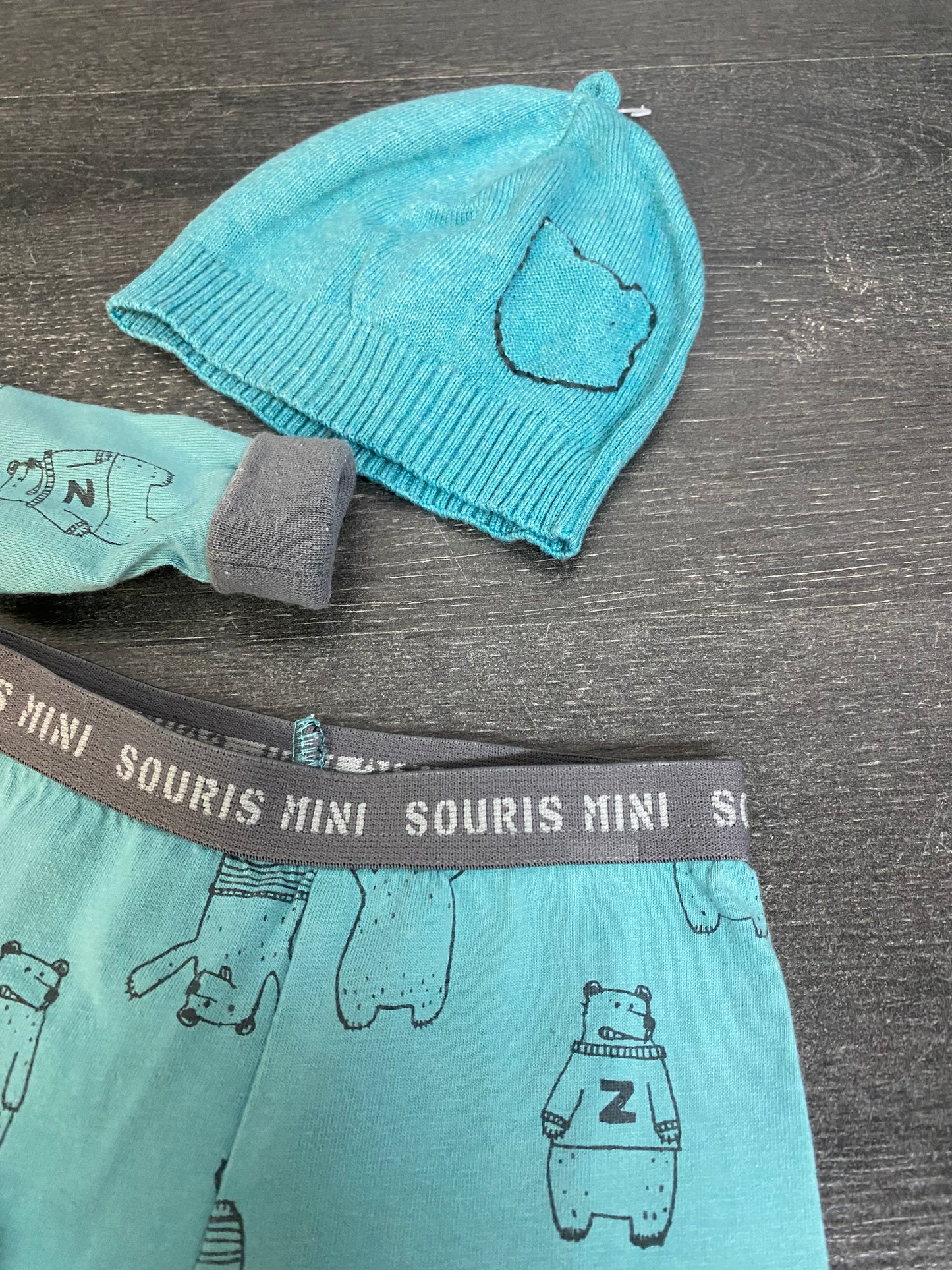 Neuf et usagé - souris mini - pyjama 3-6 mois, 1x bas nn-1 mois, 1 x bas 3-6 mois -  1x bonnet tricot xsmall layette - sourismini