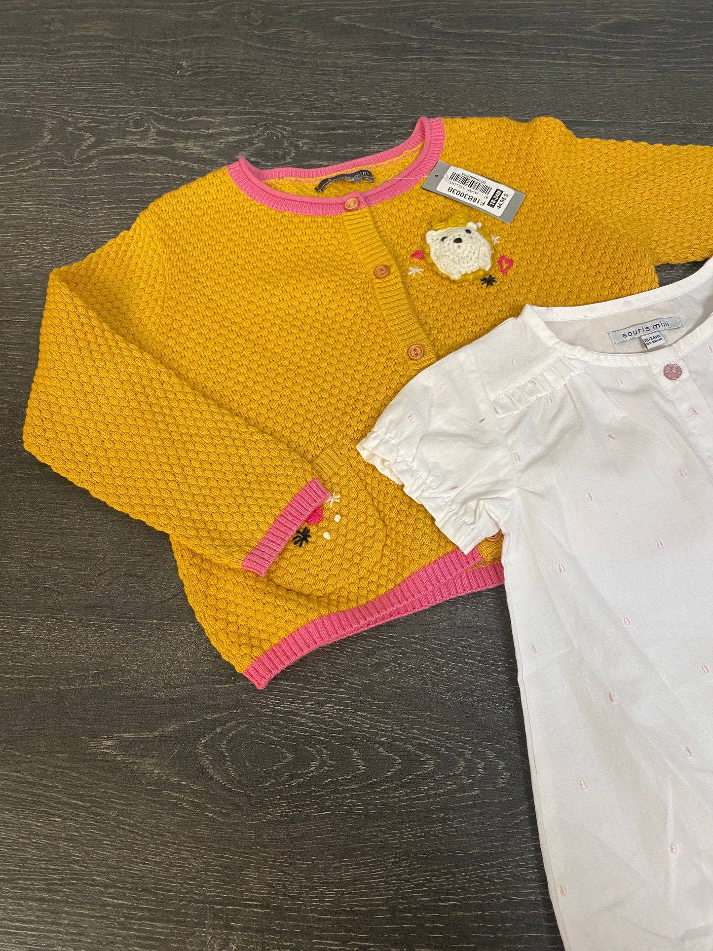 Veste tricot - chemise et culotte en coton - 18-24 mois - souris mini - promo 40$
