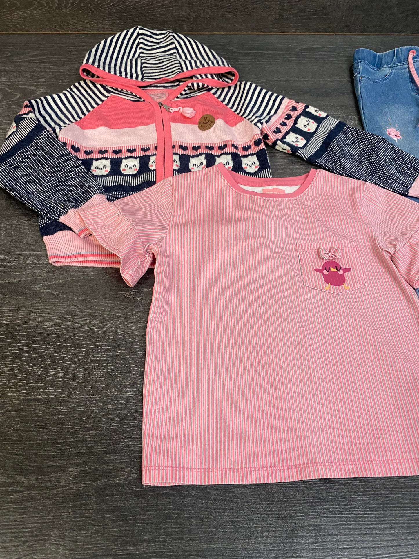 Friperie - veste - manches courtes - jeans et manches longues imparfait gratuit - 4 ans - souris mini