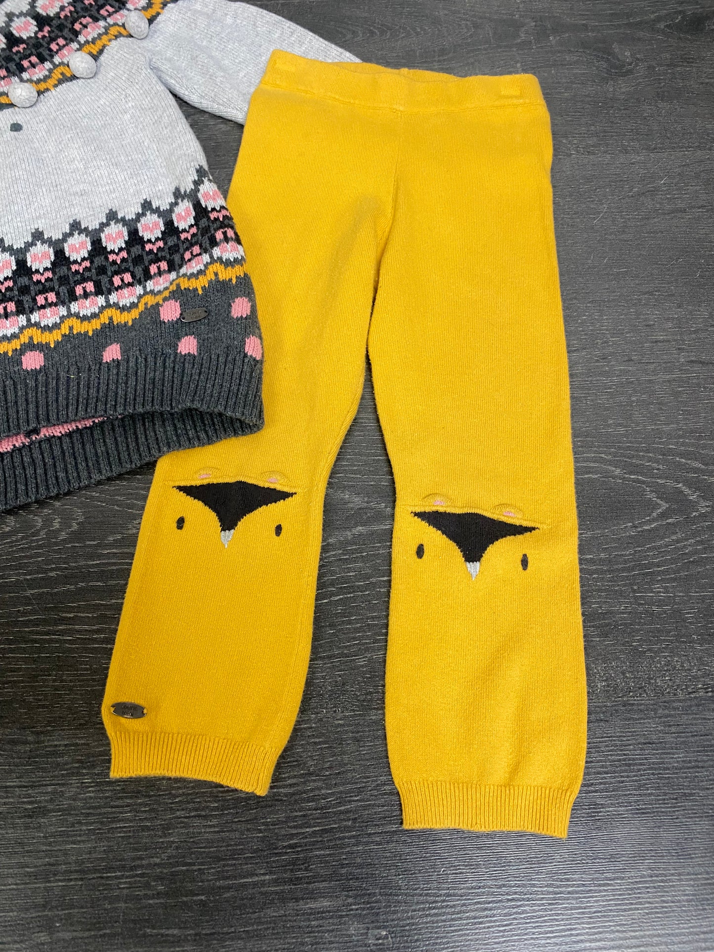 Friperie - tunique tricot et legging tricot - 3 ans