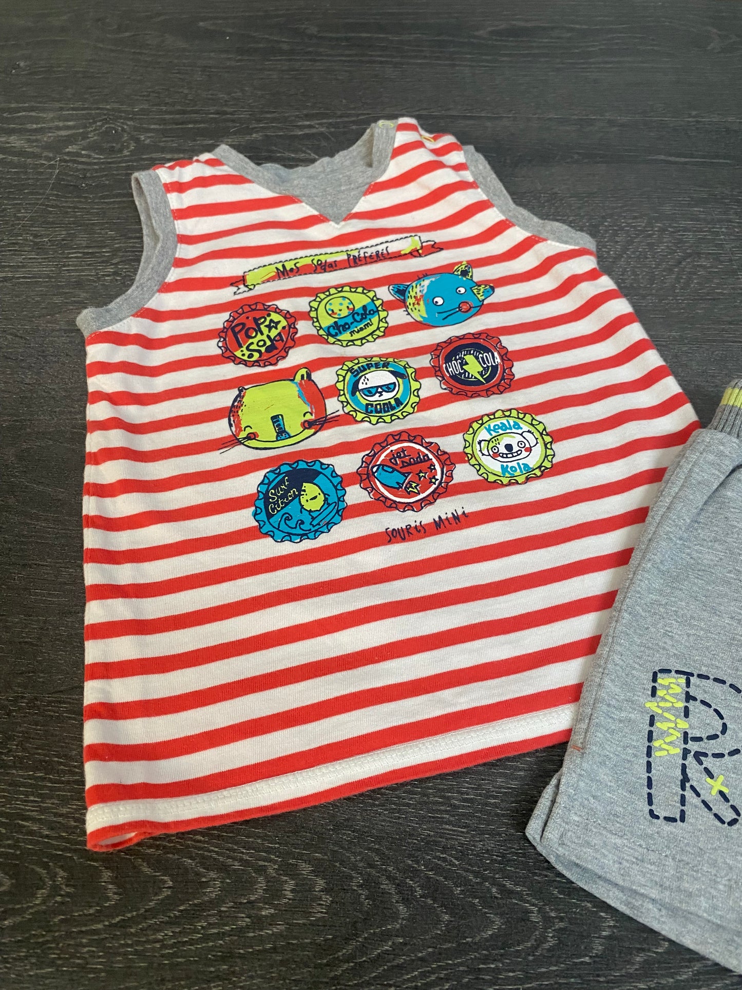 Friperie - souris mini - 18 et 24 mois - short et camisole