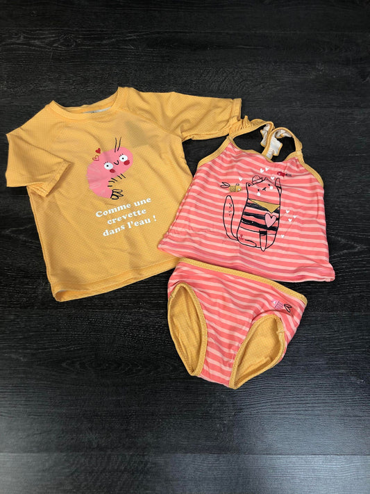 Duo Maillot 2 pieces et rashguard - Souris mini - voir les grandeurs