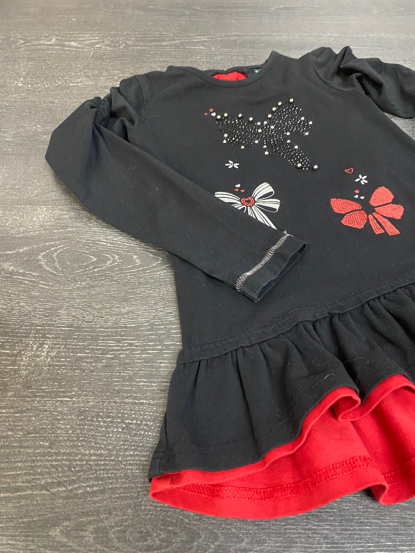Friperie - tunique noire et rouge - 4 ans - nano