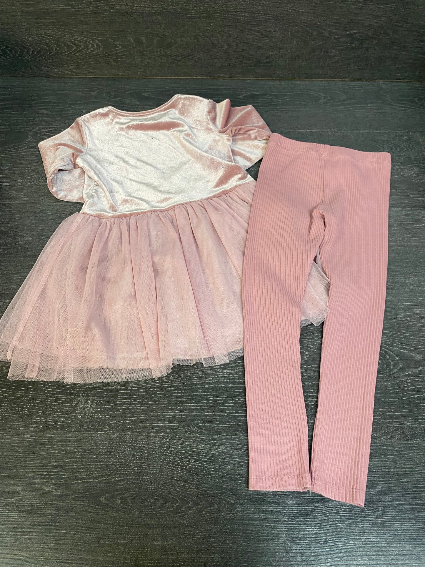 Friperie - robe velours 5 ans et legging rib 5 ans - souris mini