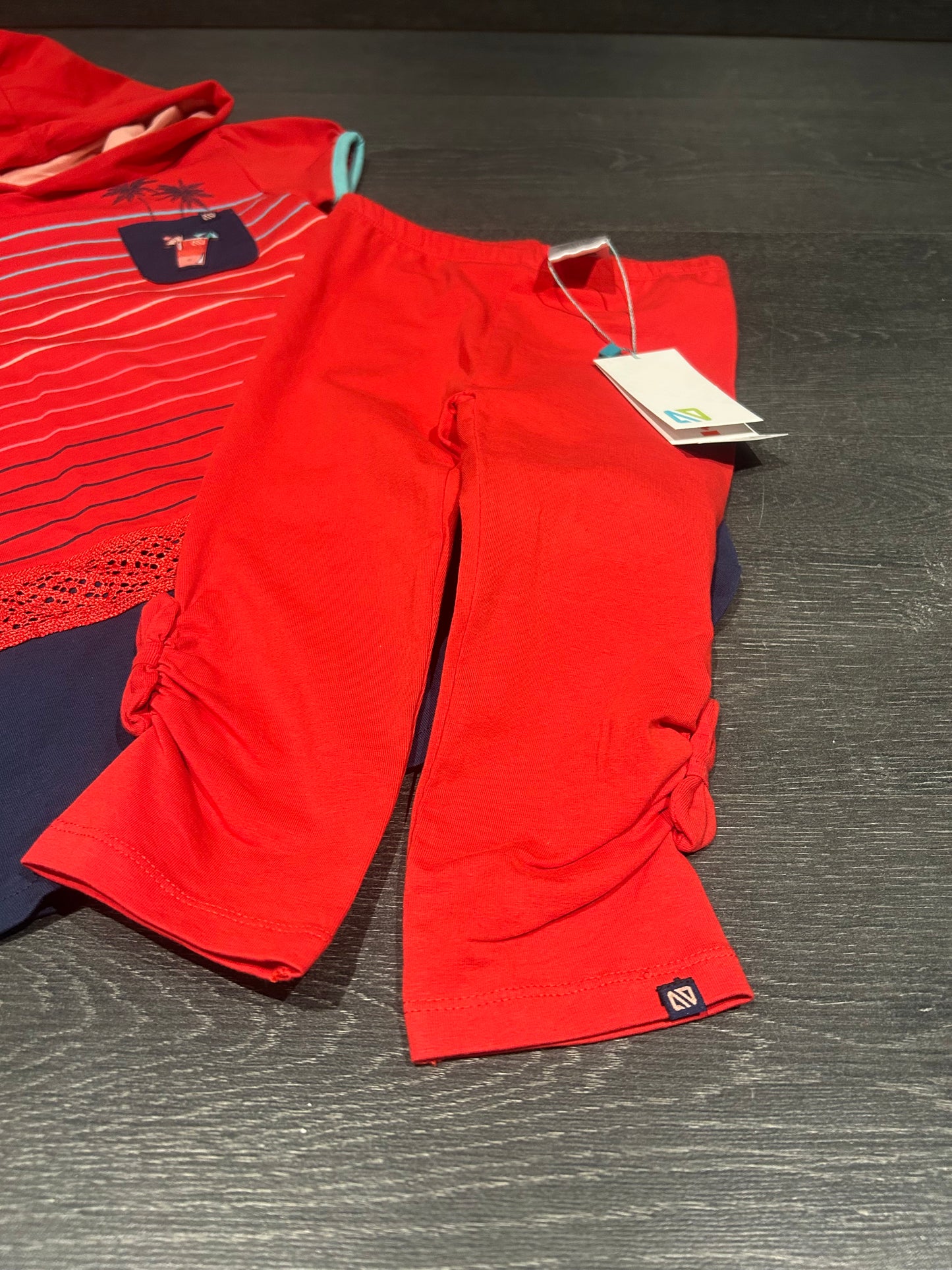Tunique et legging - neufs - nano - 4 ans - rouge et marine