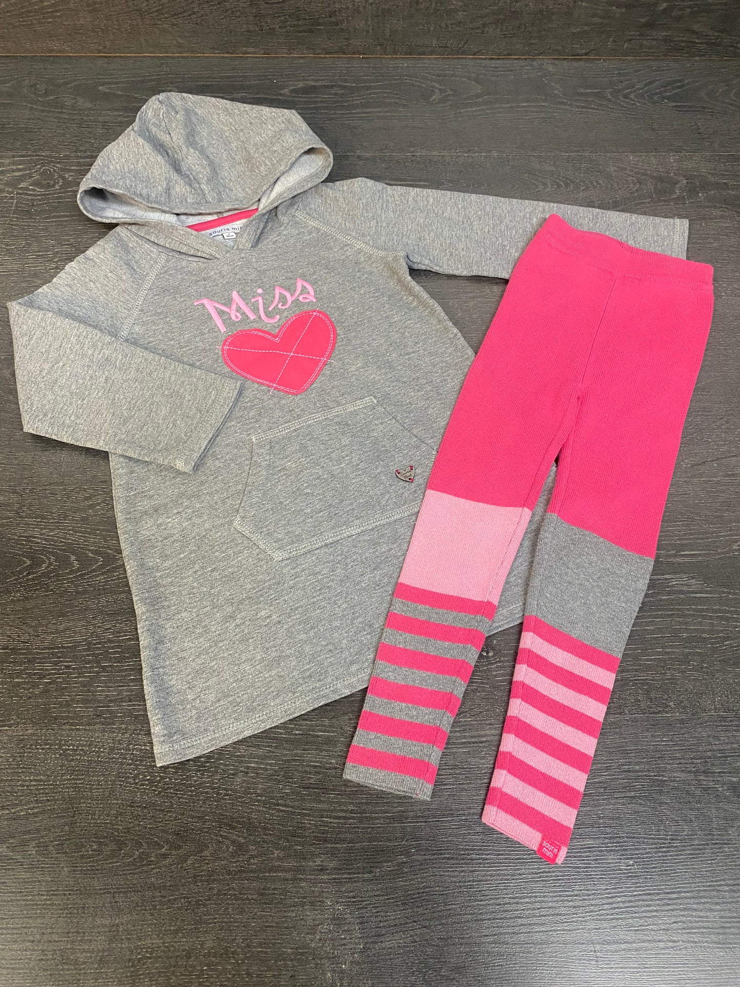 Friperie - tunique et collant de tricot - souris mini - 3 ans