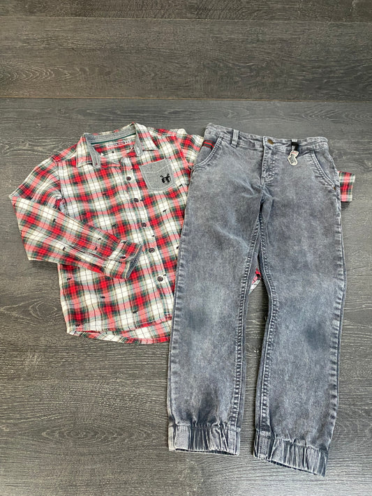 Friperie 7 ans - chemise et pantalon - souris mini