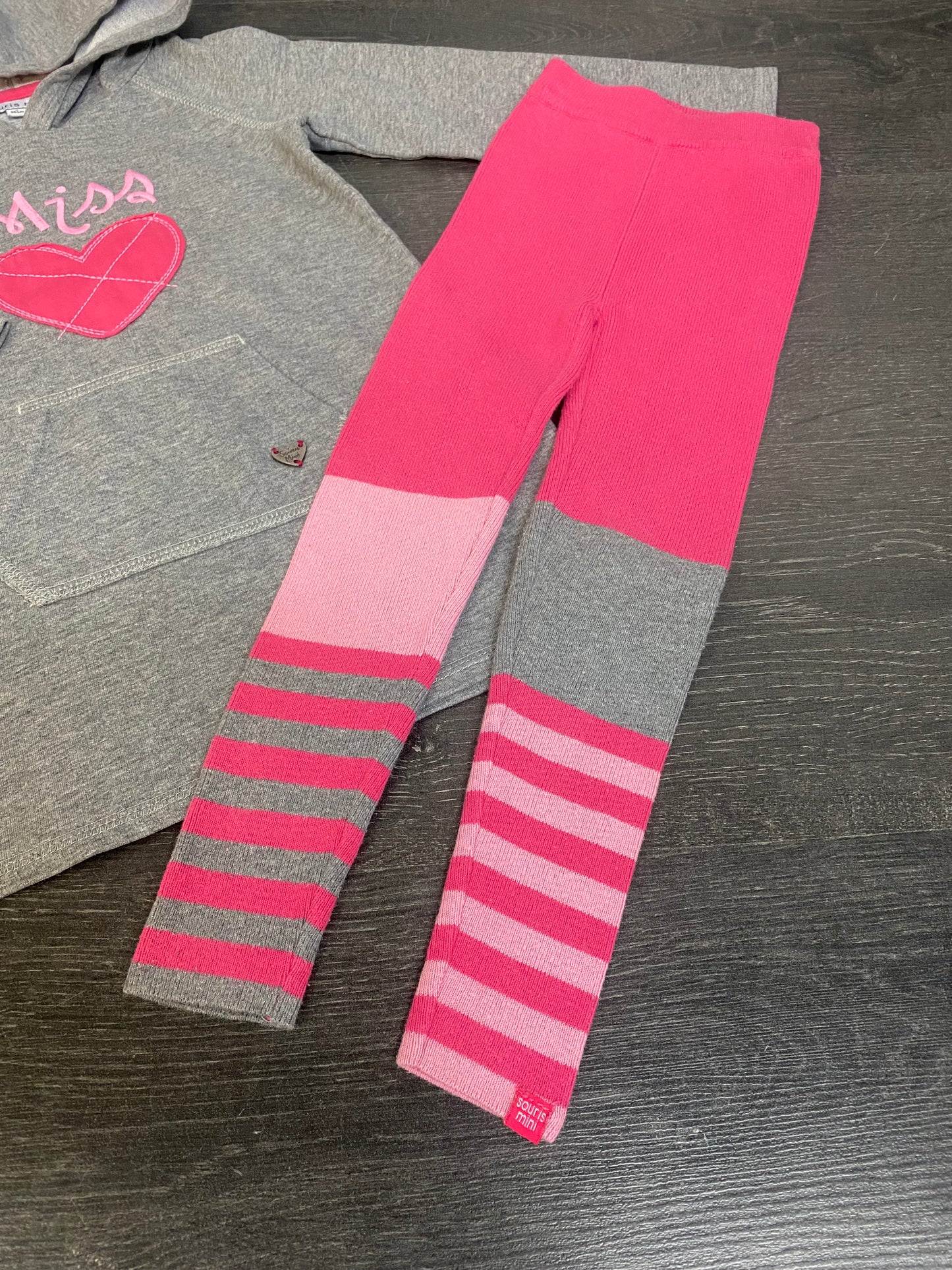 Friperie - tunique et collant de tricot - souris mini - 3 ans