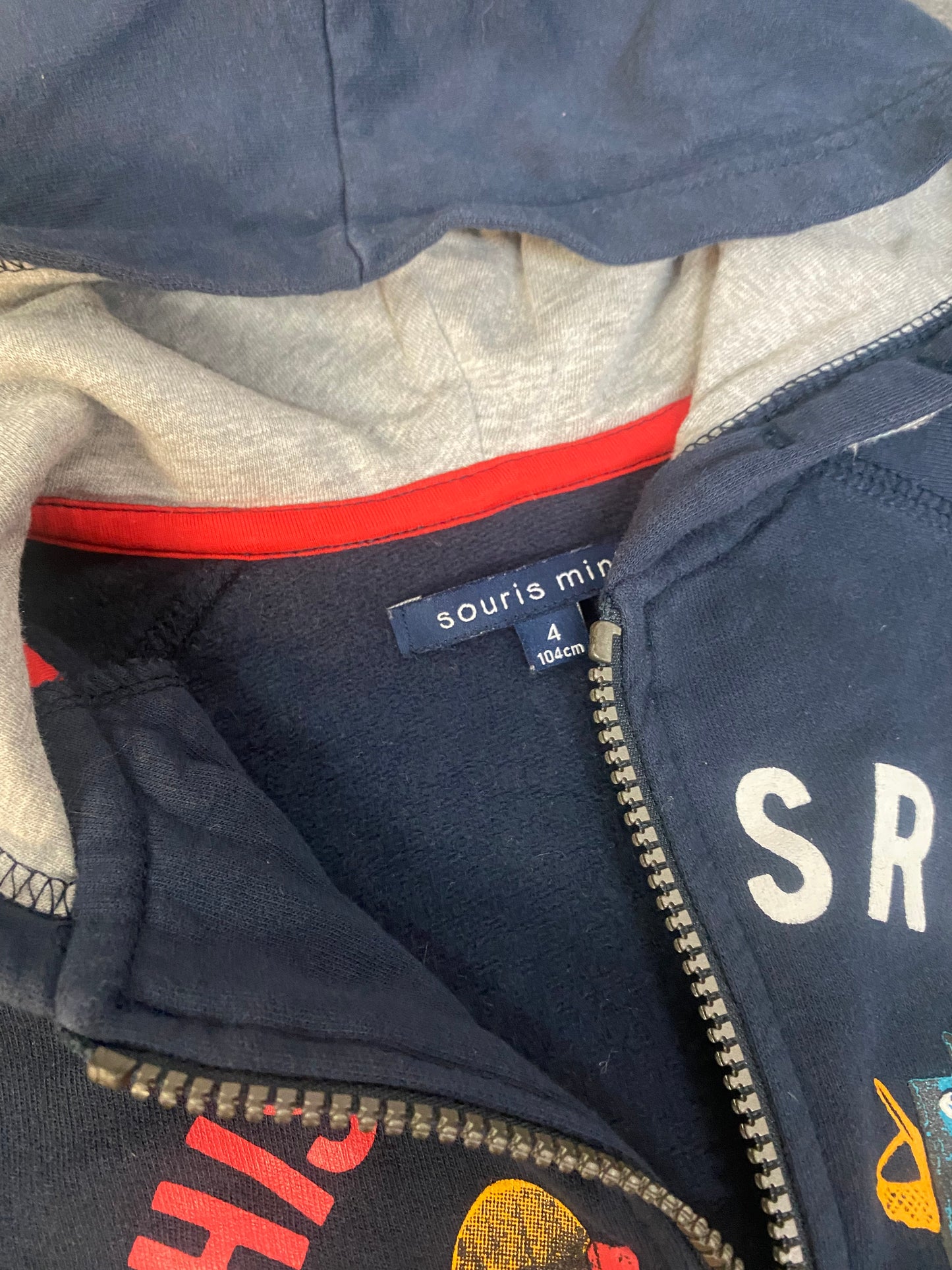 Friperie - veste capuchon - 4 ans - souris mini