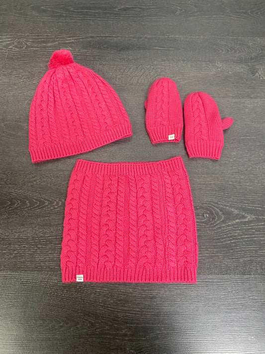 Friperie - tuque, cache cou et mitts - semble etre 2-5 enfant - souris mini