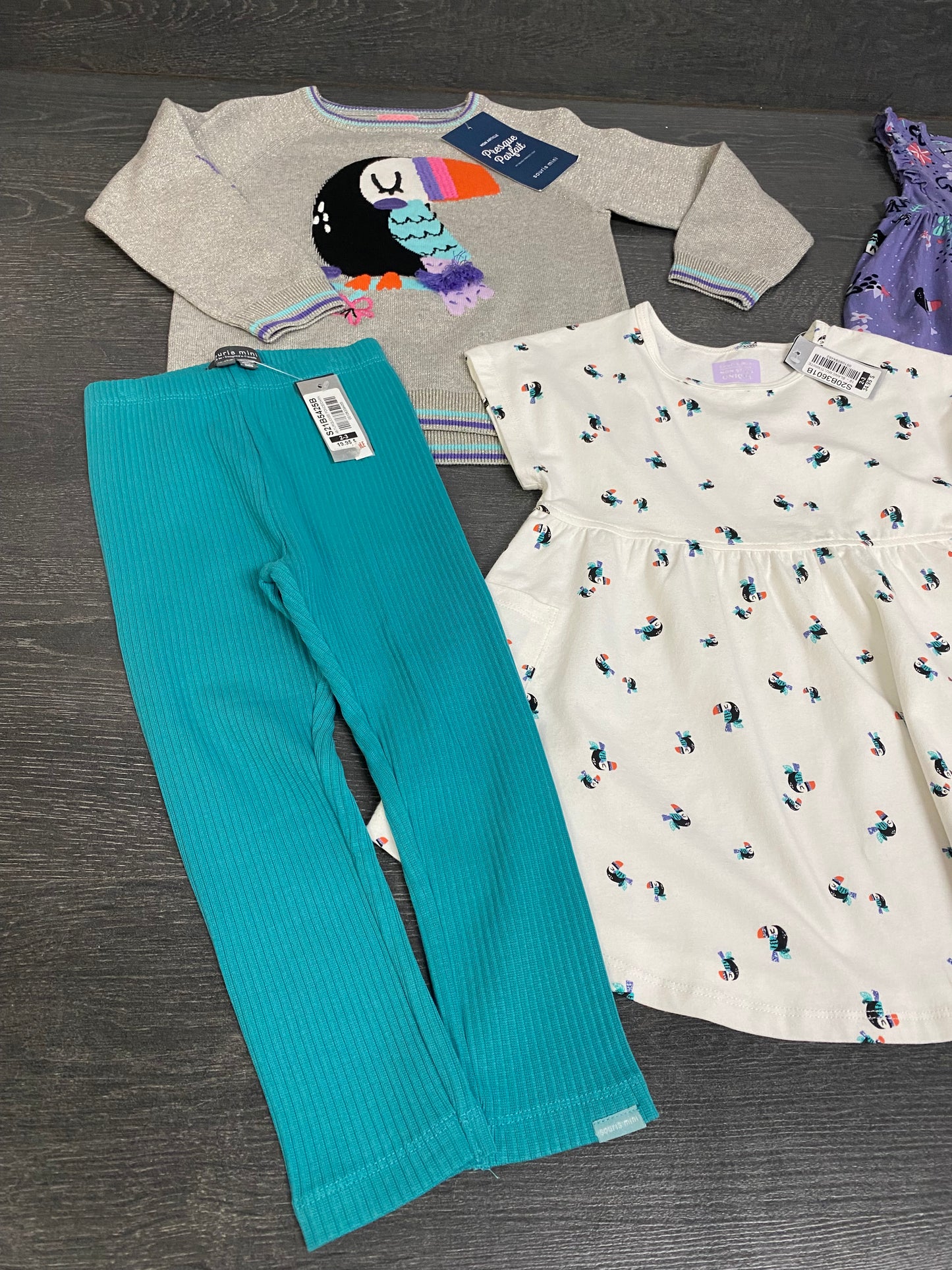 Neuf et robe tunique usagée - souris mini - 2-3 ans et 3 ans - toucan