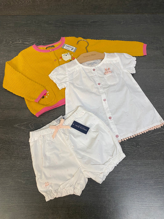 Veste tricot - chemise et culotte en coton - 18-24 mois - souris mini - promo 40$