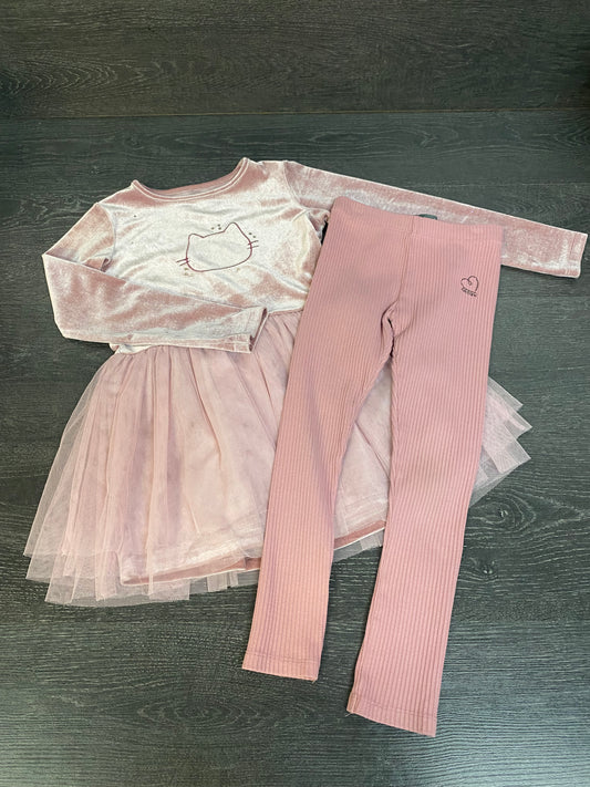 Friperie - robe velours 5 ans et legging rib 5 ans - souris mini
