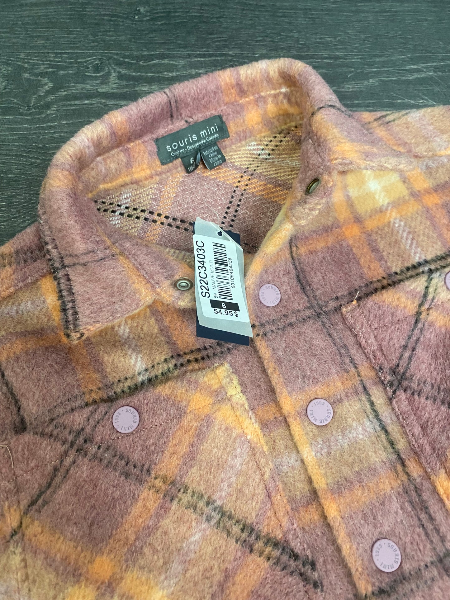 Veste en laine a carreaux - neuve - souris mini - 6 ans