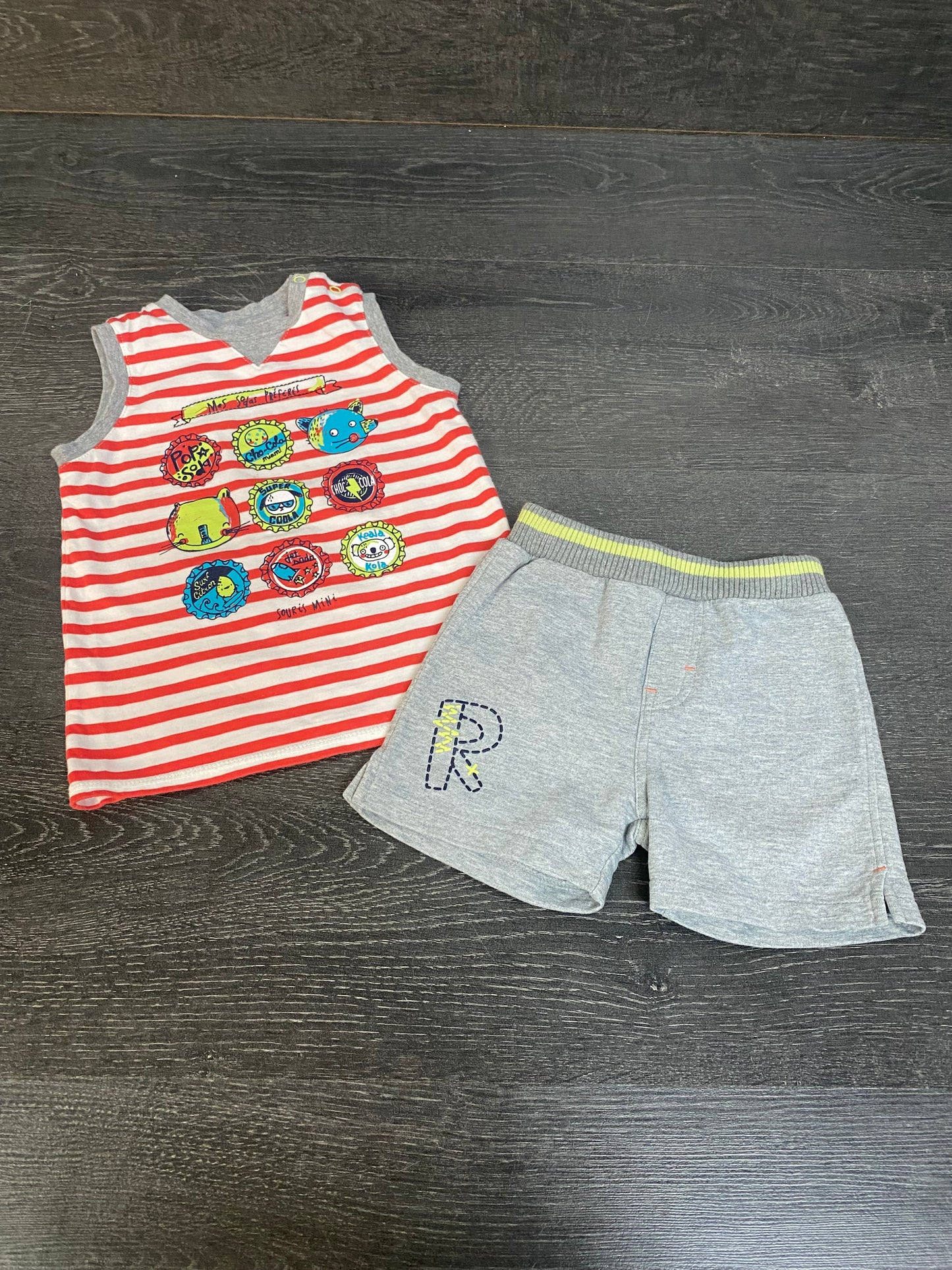 Friperie - souris mini - 18 et 24 mois - short et camisole