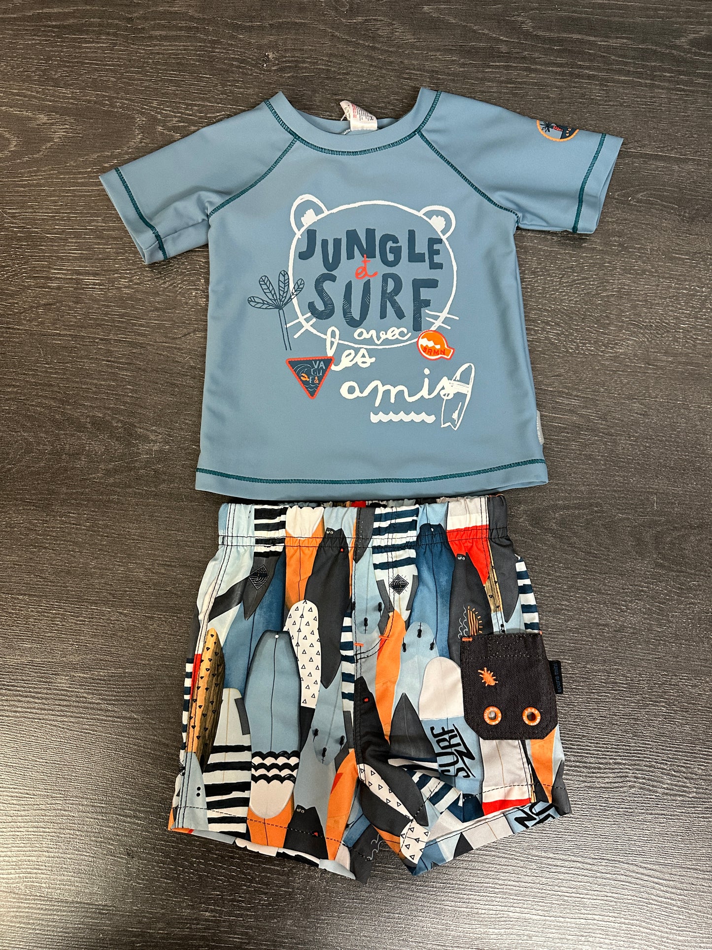 duo short maillot et rashguard 6/9 mois