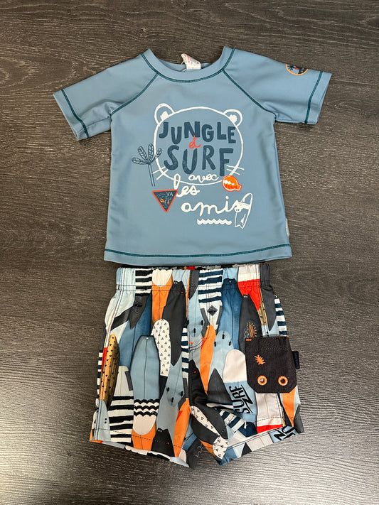duo short maillot et rashguard 6/9 mois
