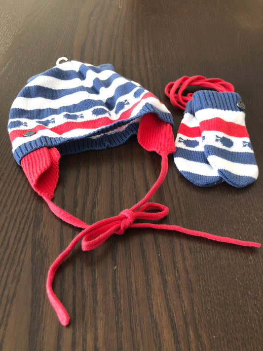 Duo bonnet tricot et mitts - souris mini - nn-1 mois