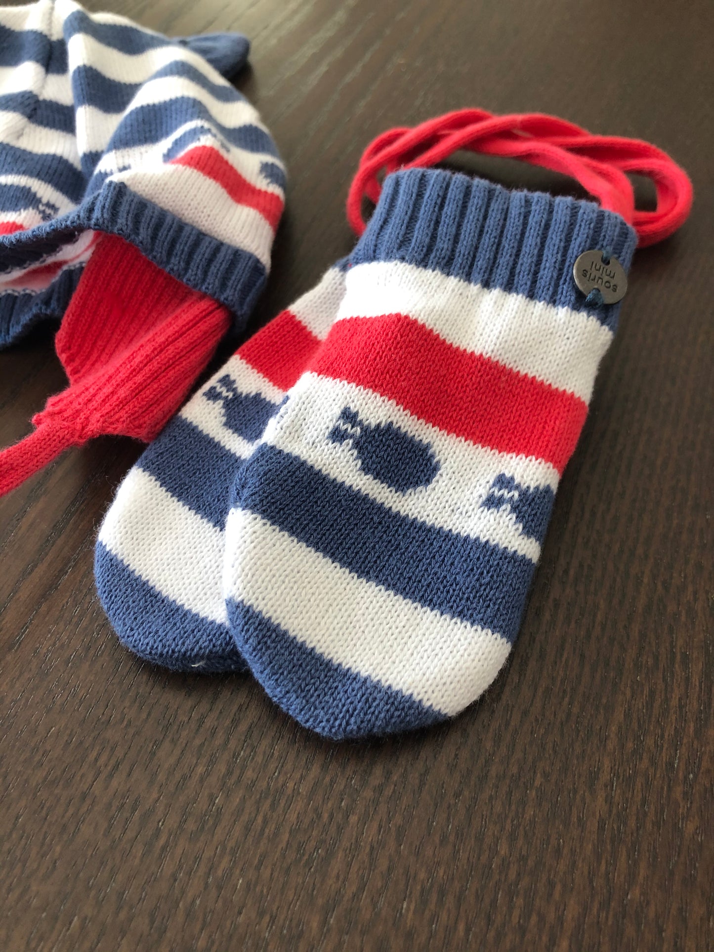 Duo bonnet tricot et mitts - souris mini - nn-1 mois