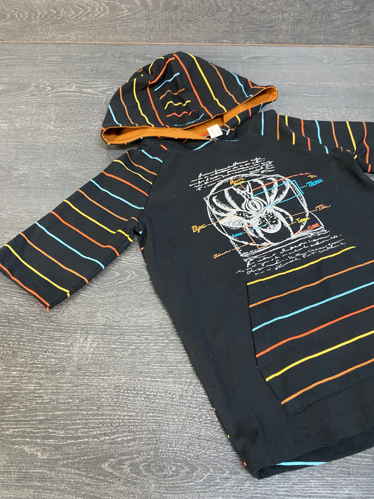 Manches 3/4 - nano - 6 ans - noir rayé