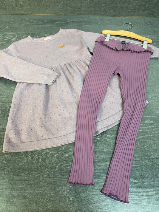 Friperie - robe tricot et legging - 6 ans - souris mini