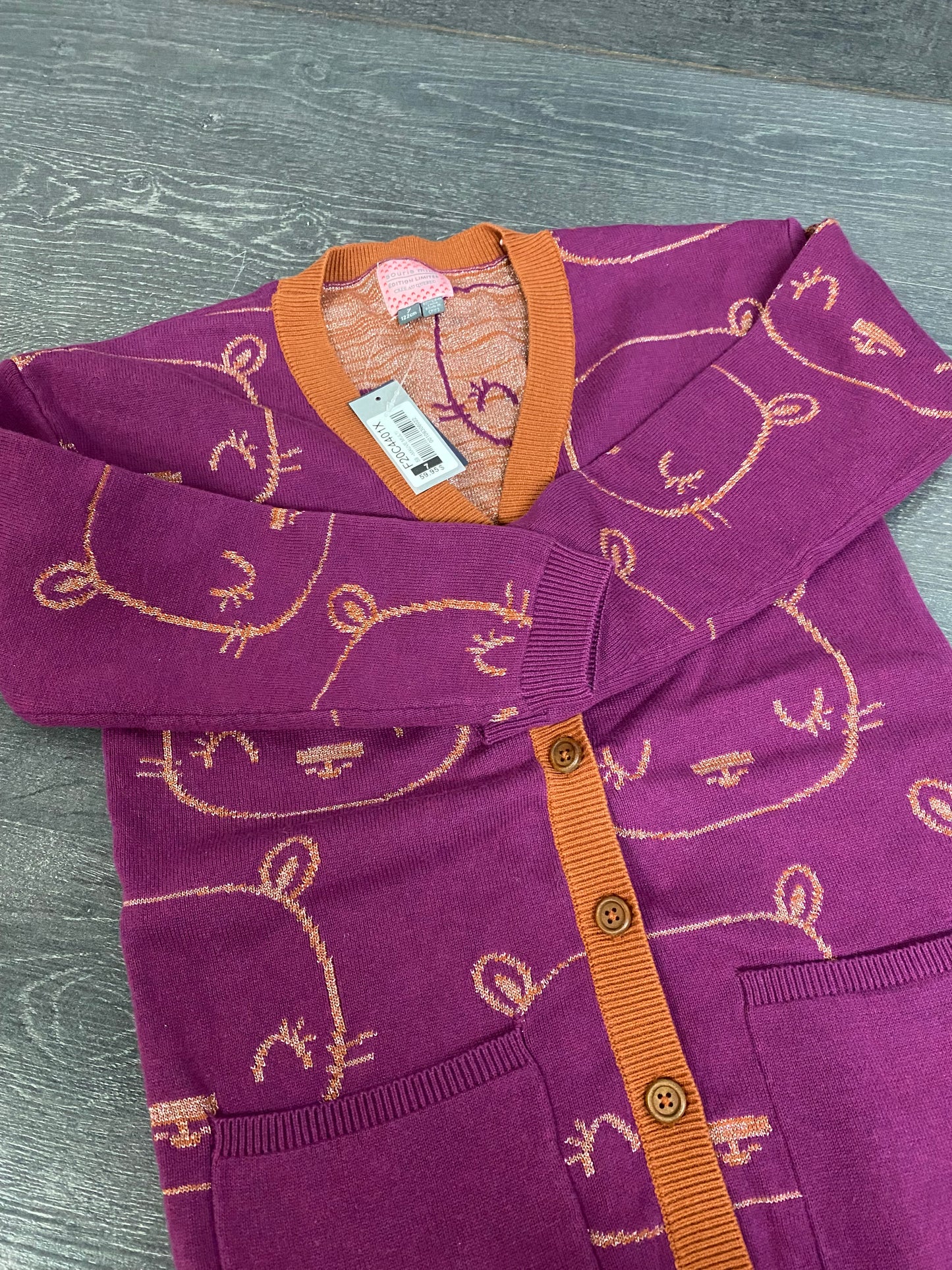Veste longue tricot - 7 ans - neuve - souris mini