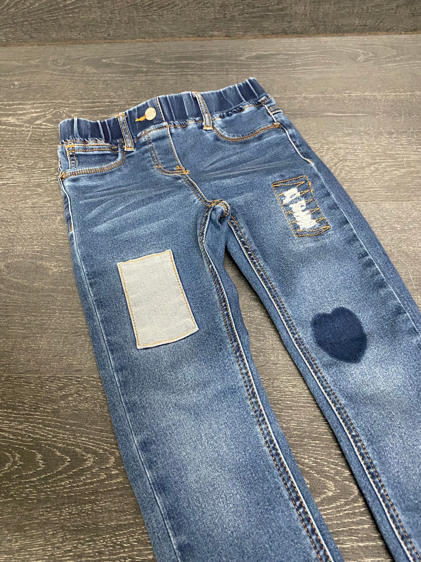Friperie - jeans skinny - souris mini - 7 ans