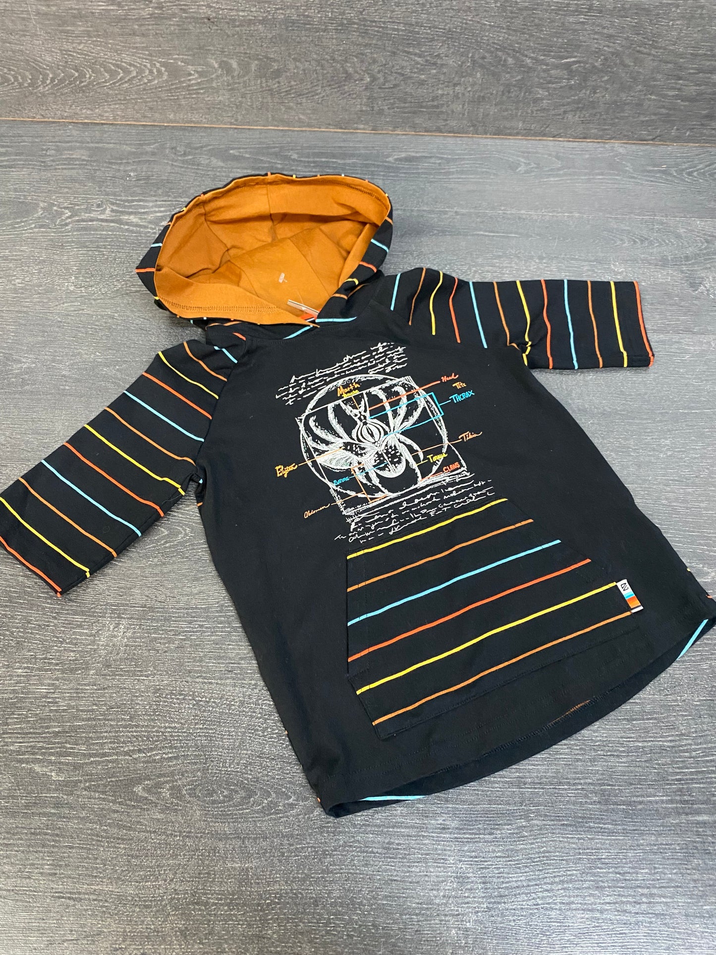 Manches 3/4 - nano - 6 ans - noir rayé