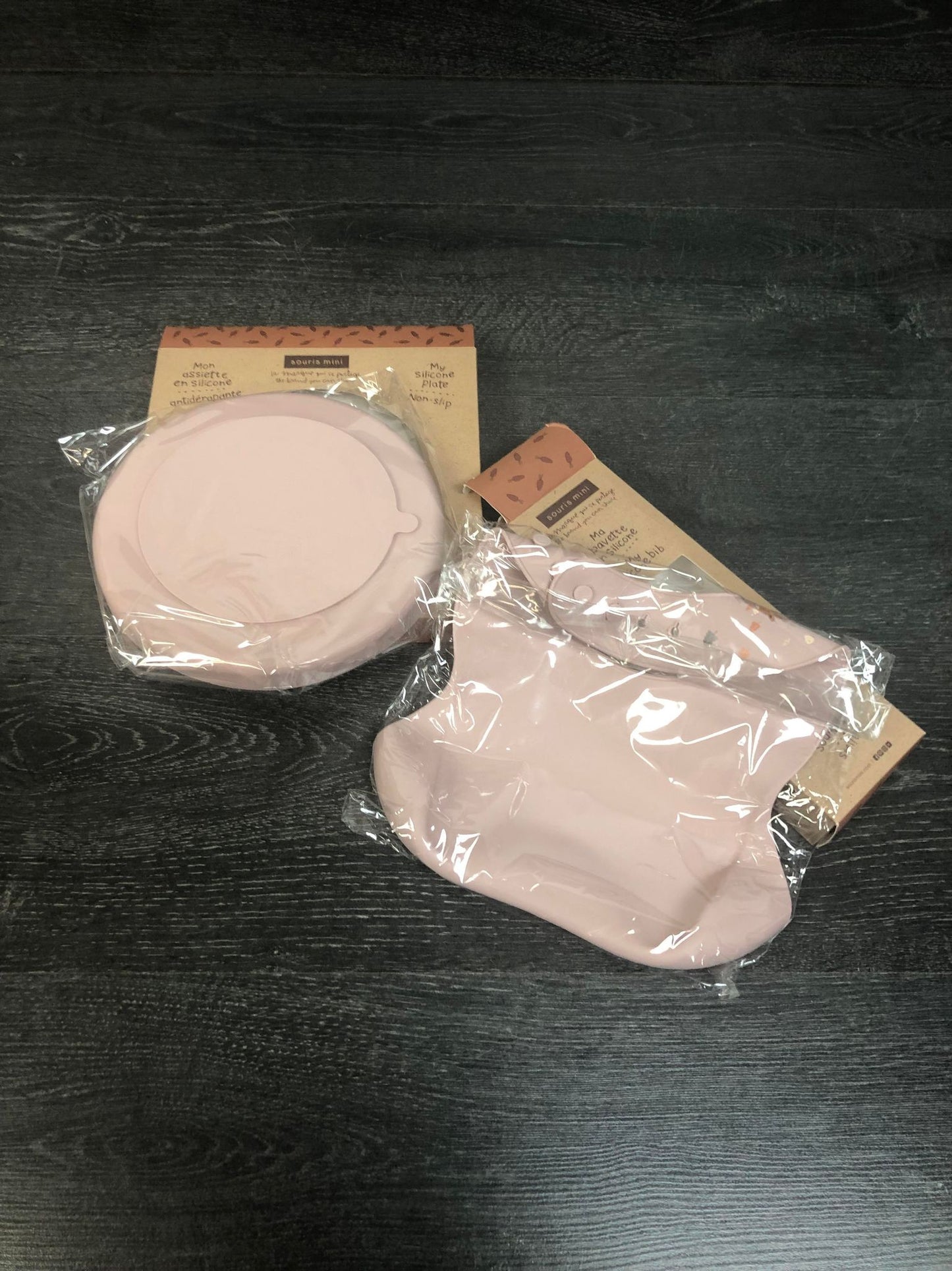 Bavette et assiette en silicone - souris mini