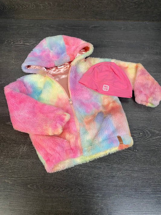 Friperie - manteau en poil de licorne - 4 ans - et bonnet large enfant neuf