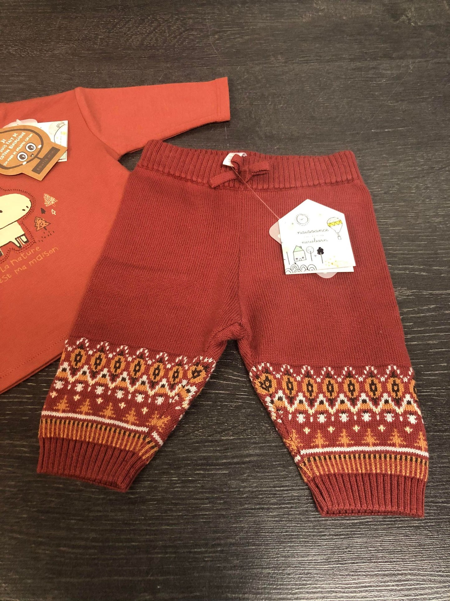 Manches longues et pantalon de tricot - souris mini - 0-3mois