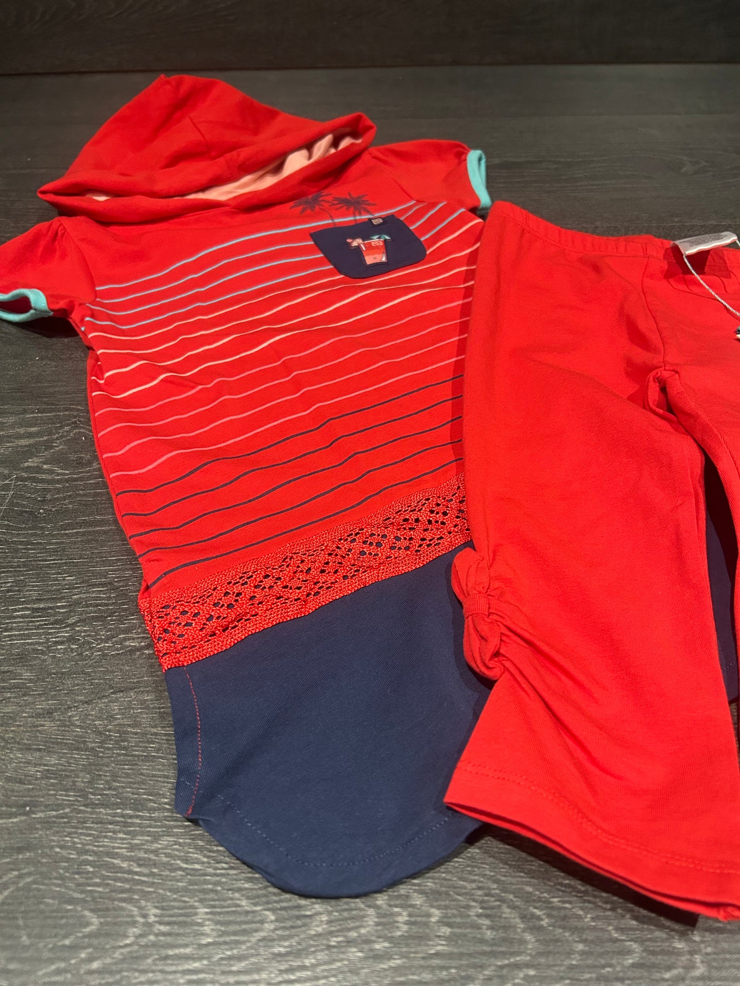 Tunique et legging - neufs - nano - 4 ans  - rouge et marine
