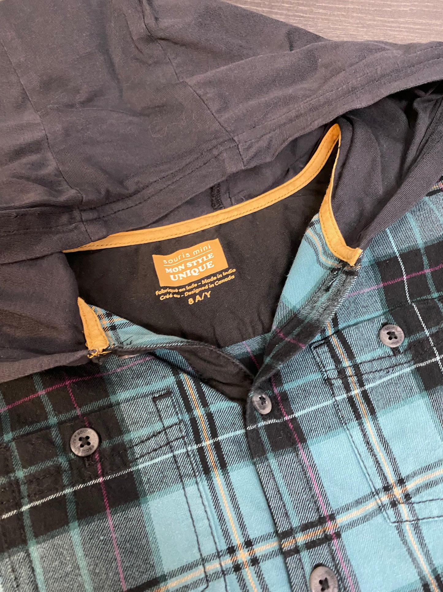 Friperie - chemise a capuchon - 8 ans - souris mini -