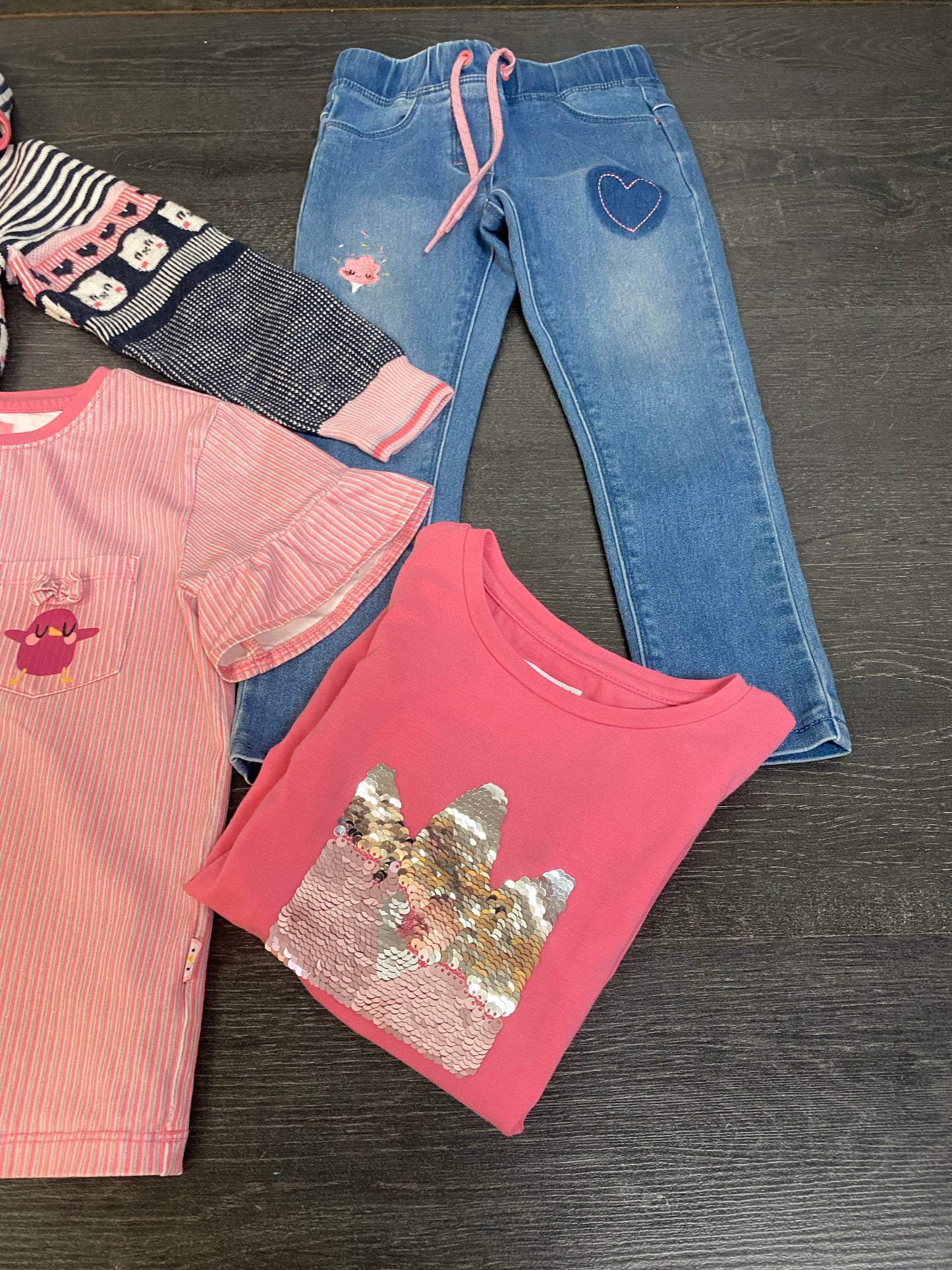 Friperie - veste - manches courtes - jeans et manches longues imparfait gratuit - 4 ans - souris mini