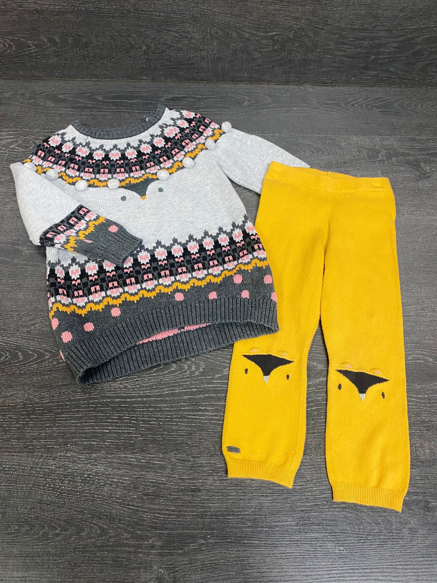 Friperie - tunique tricot et legging tricot - 3 ans