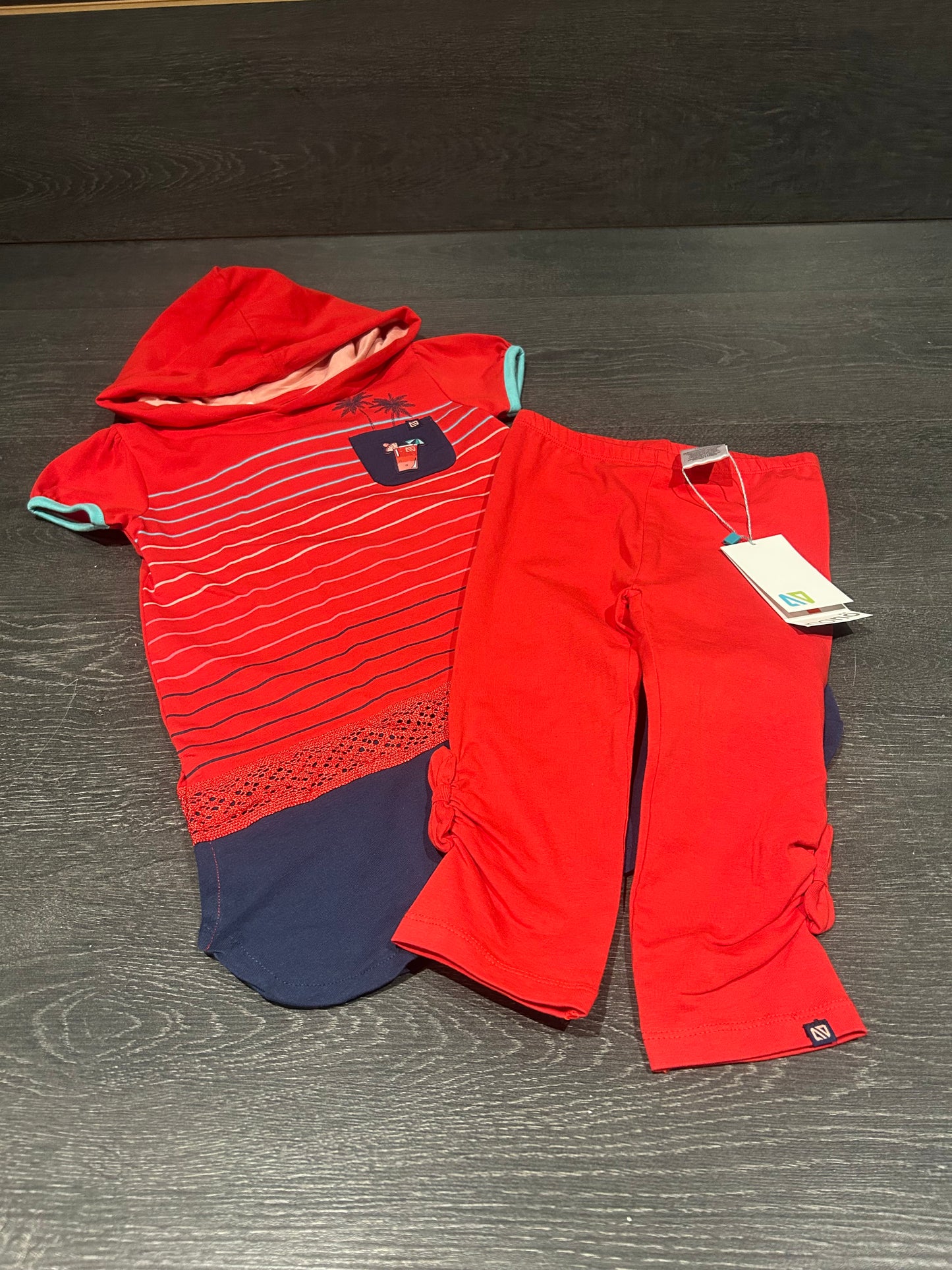 Tunique et legging - neufs - nano - 4 ans  - rouge et marine