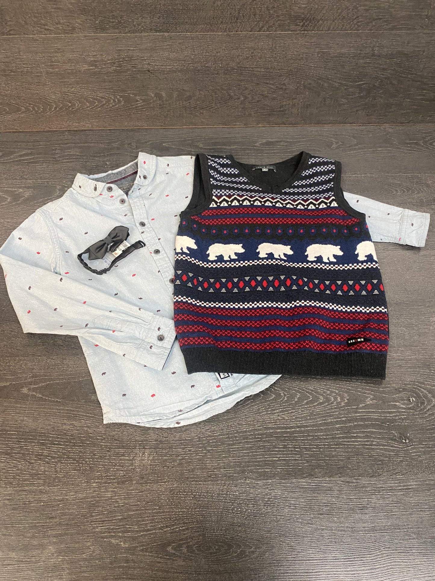 Friperie - chemise et debardeur et noeud ( neuf ) - 8 ans - souris mini