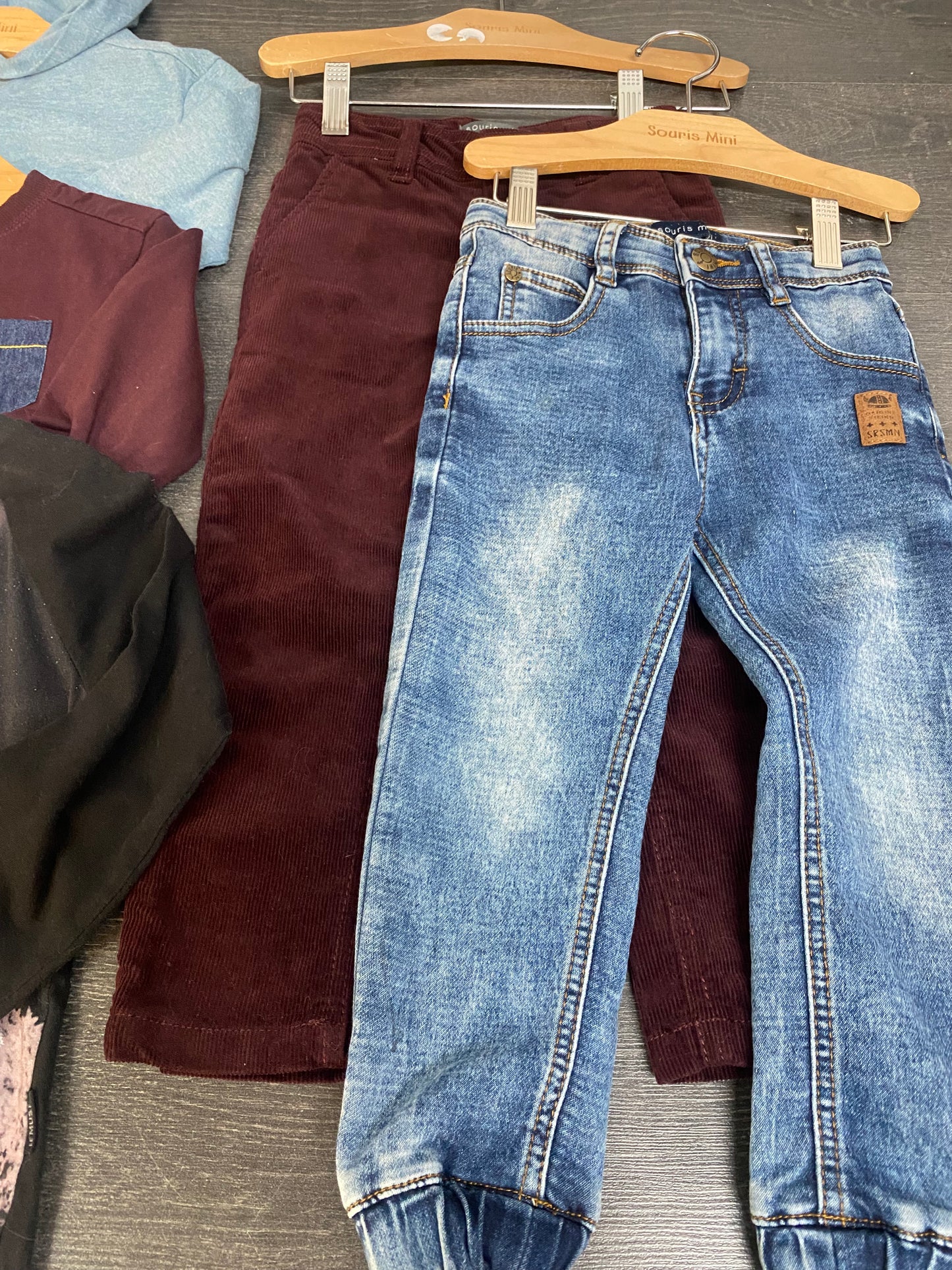 Friperie - petit lot 5 mcx - souris mini - 3 ans - 3 manches longues, un jogger et un pantalon velours corduroy