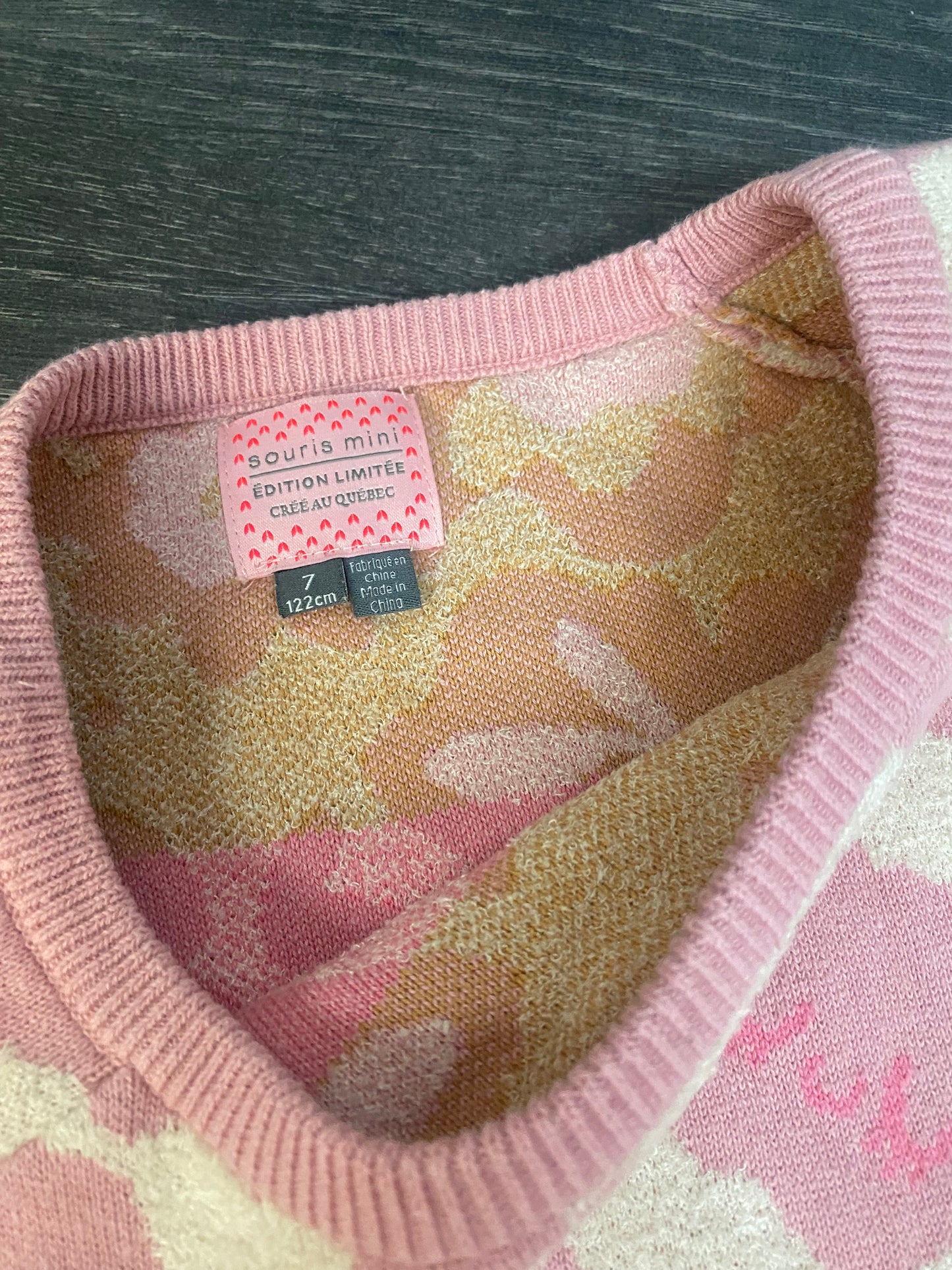 Friperie - tunqiue tricot - 7 ans - souris mini