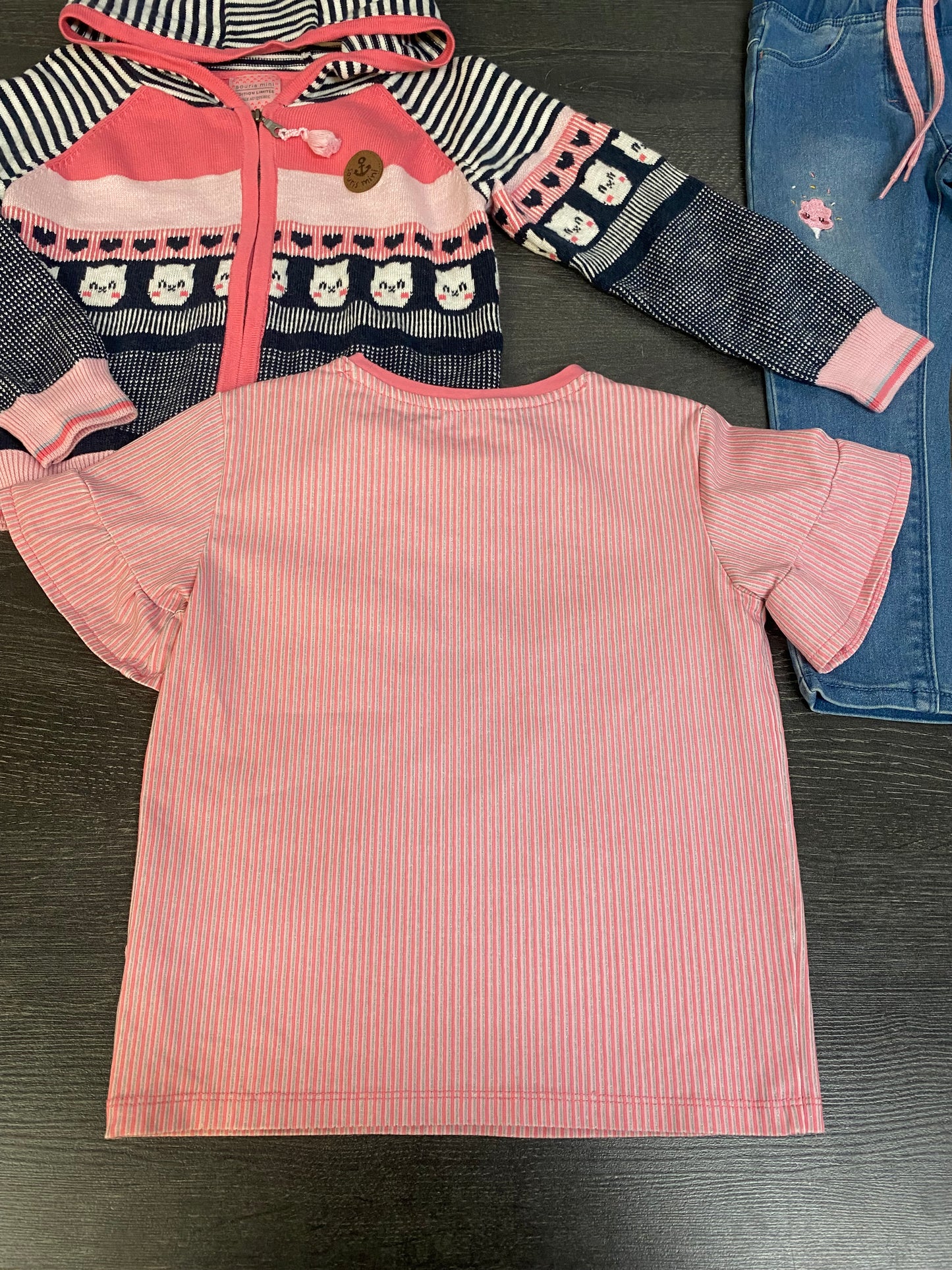 Friperie - veste - manches courtes - jeans et manches longues imparfait gratuit - 4 ans - souris mini