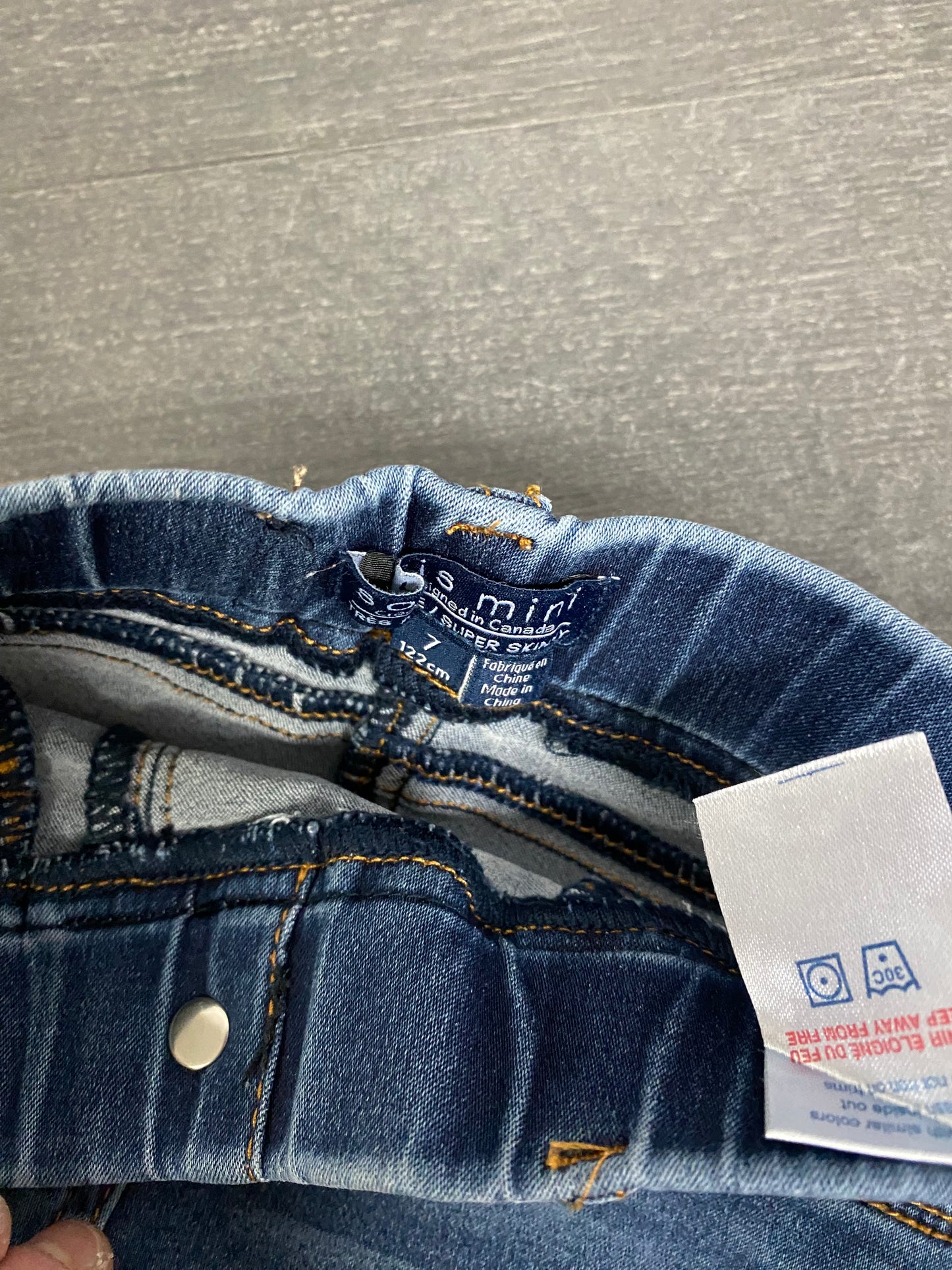 Friperie - jeans skinny - souris mini - 7 ans