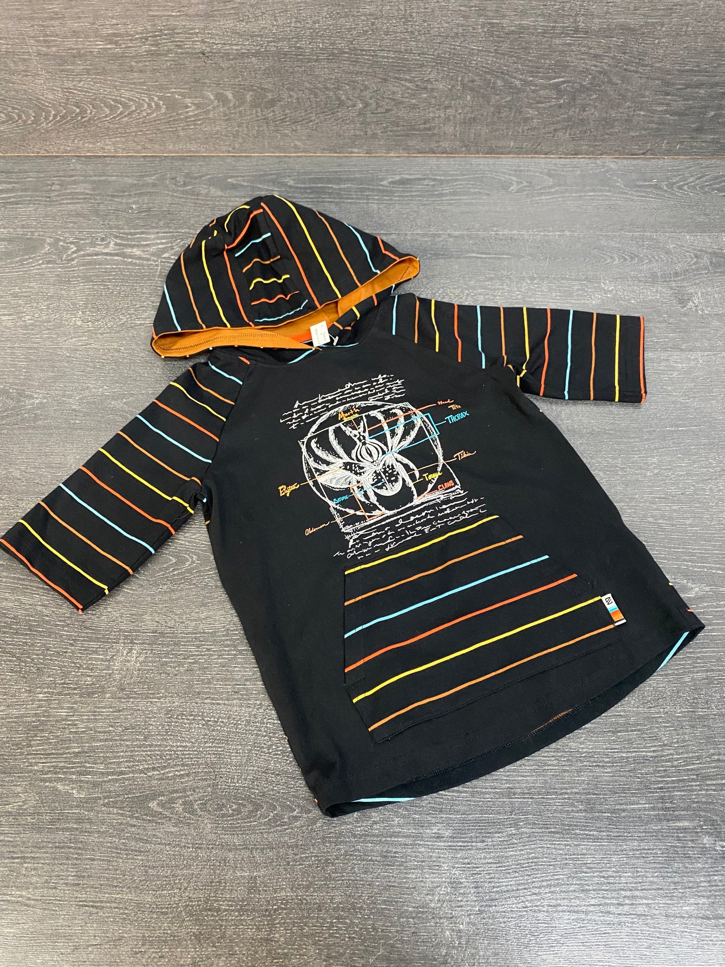 Manches 3/4 - nano - 6 ans - noir rayé