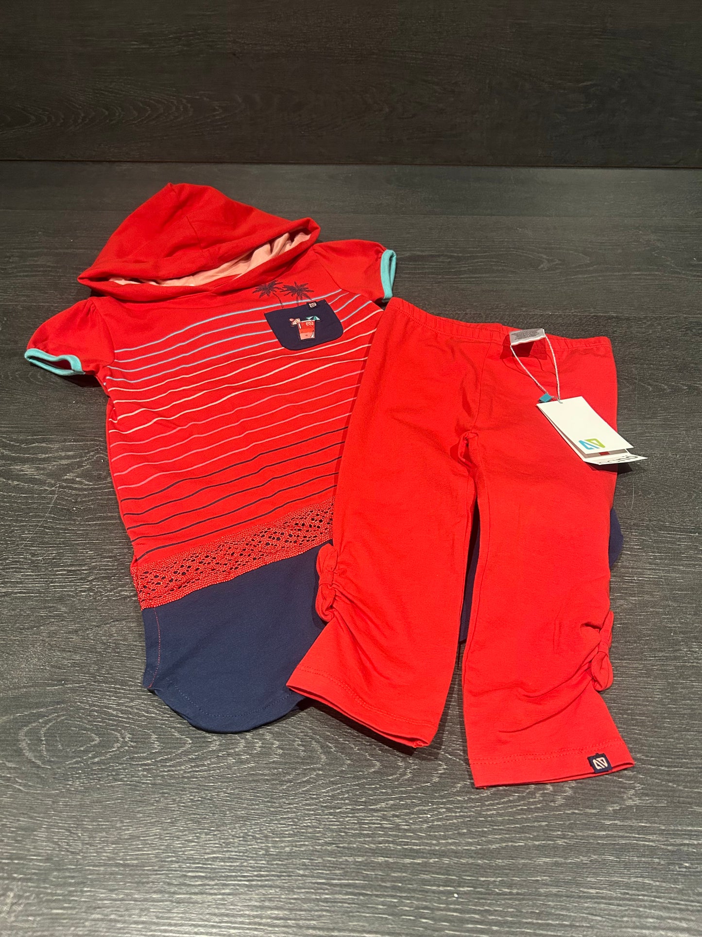 Tunique et legging - neufs - nano - 4 ans  - rouge et marine