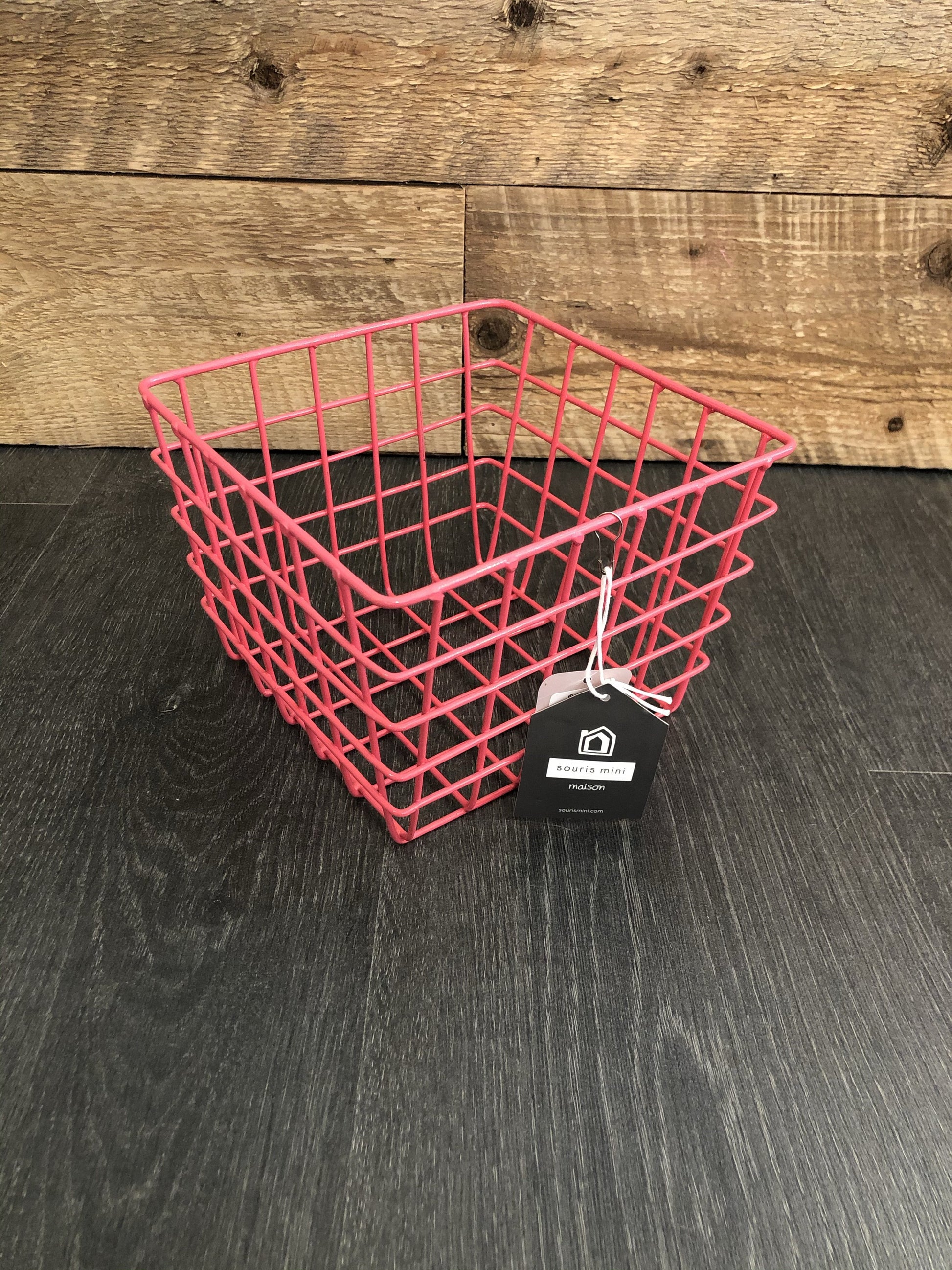 Petit Panier Decoratif Metallique Rose